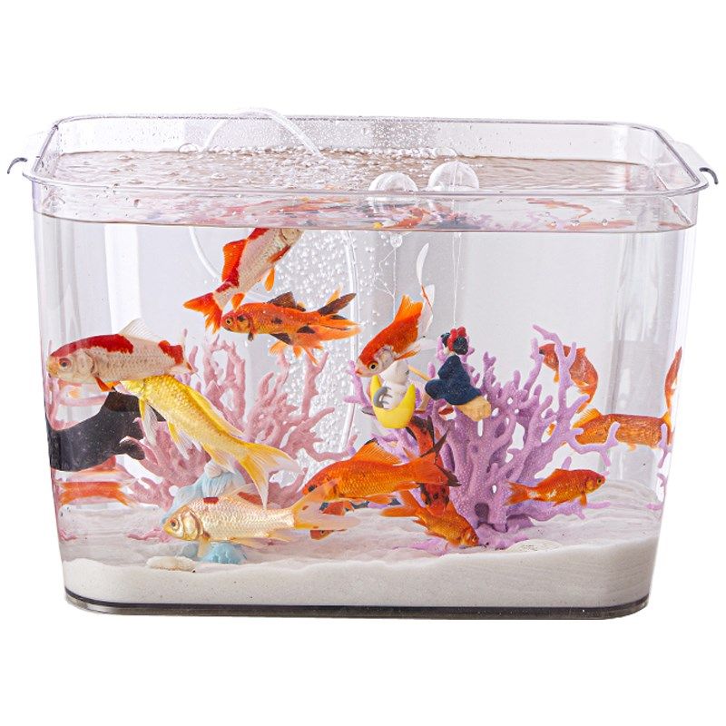 塑料透明客厅桌面鱼缸无缝金鱼缸中小型长方形新款创意观赏仿玻U,淘宝优惠券,粉丝福利购,淘宝优惠卷