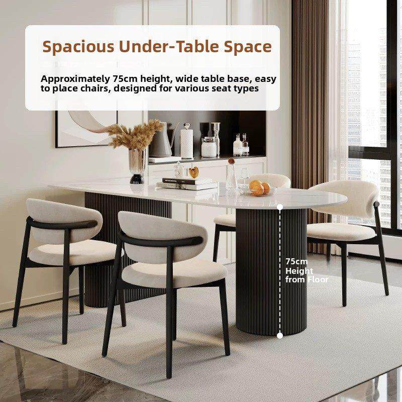 2025新岛石板餐桌和椅子组合无障碍豪华高端小公寓家庭椭圆形餐桌,淘宝优惠券,粉丝福利购,淘宝优惠卷