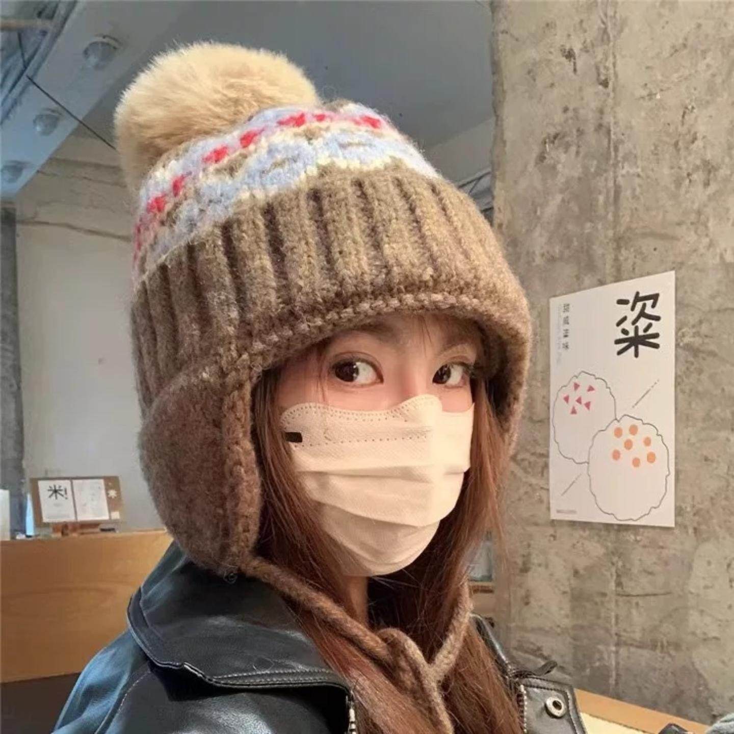 费尔岛帽子女秋冬季保暖护耳防风毛线帽毛绒雪地帽东北防寒雷锋帽,淘宝优惠券,粉丝福利购,淘宝优惠卷