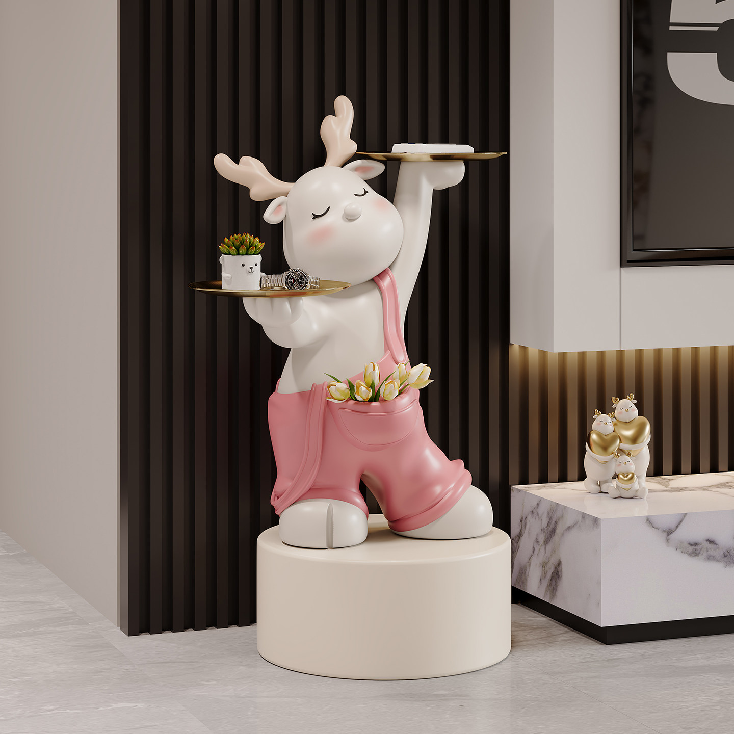 鹿落地灯客厅大型高端沙发旁电视柜装饰品新婚礼物搬家乔迁新居,淘宝优惠券,粉丝福利购,淘宝优惠卷