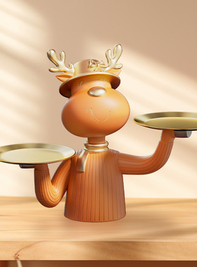 轻奢风小鹿入户玄关钥匙收纳摆件