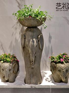 大象花盆多肉动物造花园布置户庭院别墅大型2007落景小外象地摆件