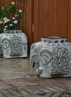 彷石大象坐凳 门墩鼓石墩子 别墅民宿软装大门口户外花园装饰摆饰