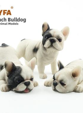 吉佳美YFA可爱睡姿法国斗牛犬萌睡小法斗仿真狗模型法牛车载摆件
