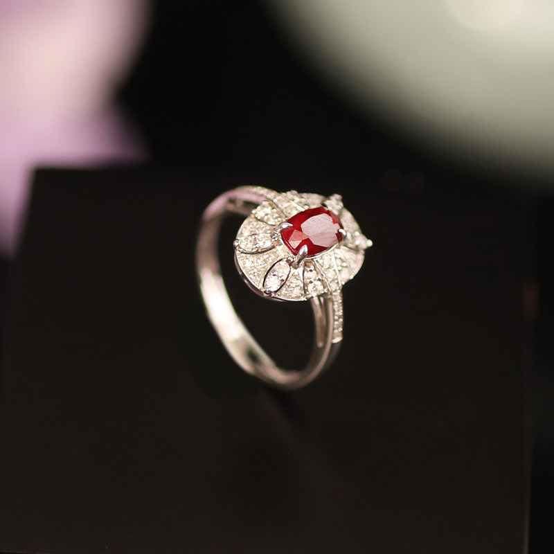 QUEENA.Z 2026 New Designer Series Women's No-burn Pigeon Blood Red Ring HK460306010