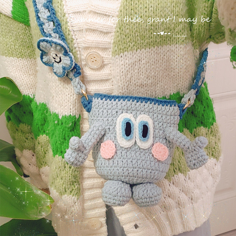 DIY手工编织包包水杯套斜跨手提包毛线手机包零钱包口红可爱小包,淘宝优惠券,粉丝福利购,淘宝优惠卷