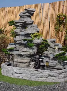 假山流水景摆件客厅落地阳光房循环水系喷泉景观庭院花园楼顶装饰