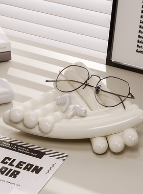 奶油风摆件饰品首饰项链戒指香薰放置托盘卧室拍照装饰道具展示盘