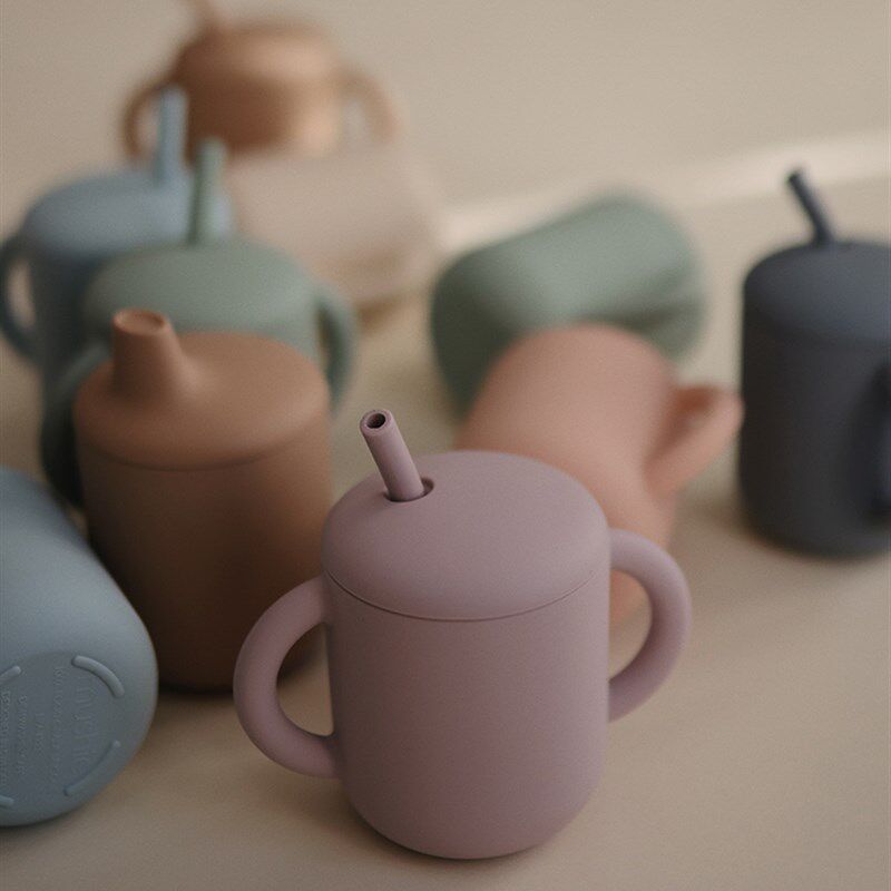 mushie宝宝婴儿水杯硅胶吸管训练杯儿童喝水防溢学饮杯防烫便携,淘宝优惠券,粉丝福利购,淘宝优惠卷