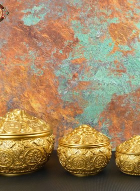 黄铜钱币聚宝盆大号金蟾铜盆家居玄关铜器送礼招财聚财乔迁摆件