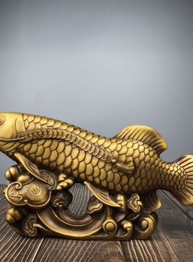 纯铜招财金龙鱼摆件高端客厅酒柜玄关家居装饰乔迁新居开业礼品