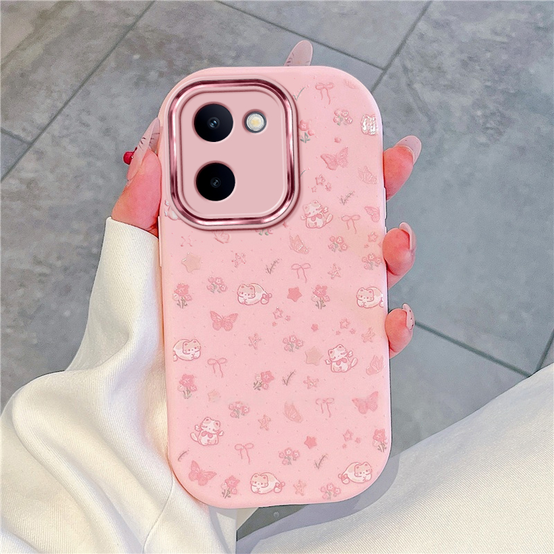 猫咪小碎花适用vivoY100I手机壳Y78新款Y77高级Y78+防摔Y78PLUS硅胶vivo全包vivi维沃viv0y女款voviy保护套 - 图1