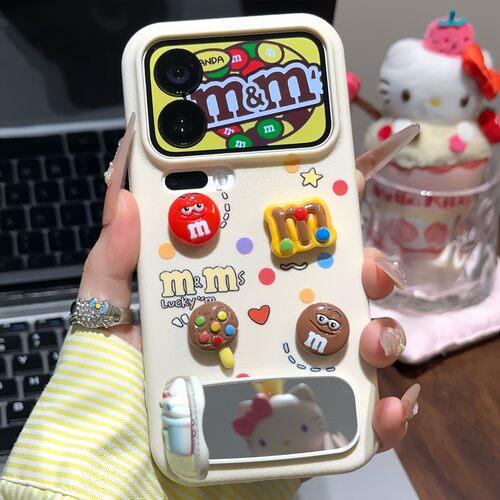 趣味M豆公仔支架新款适用苹果17Pro手机壳iPhone16max小米15华为mate80pura70k90nova14荣耀500x300一加ace6 - 图0