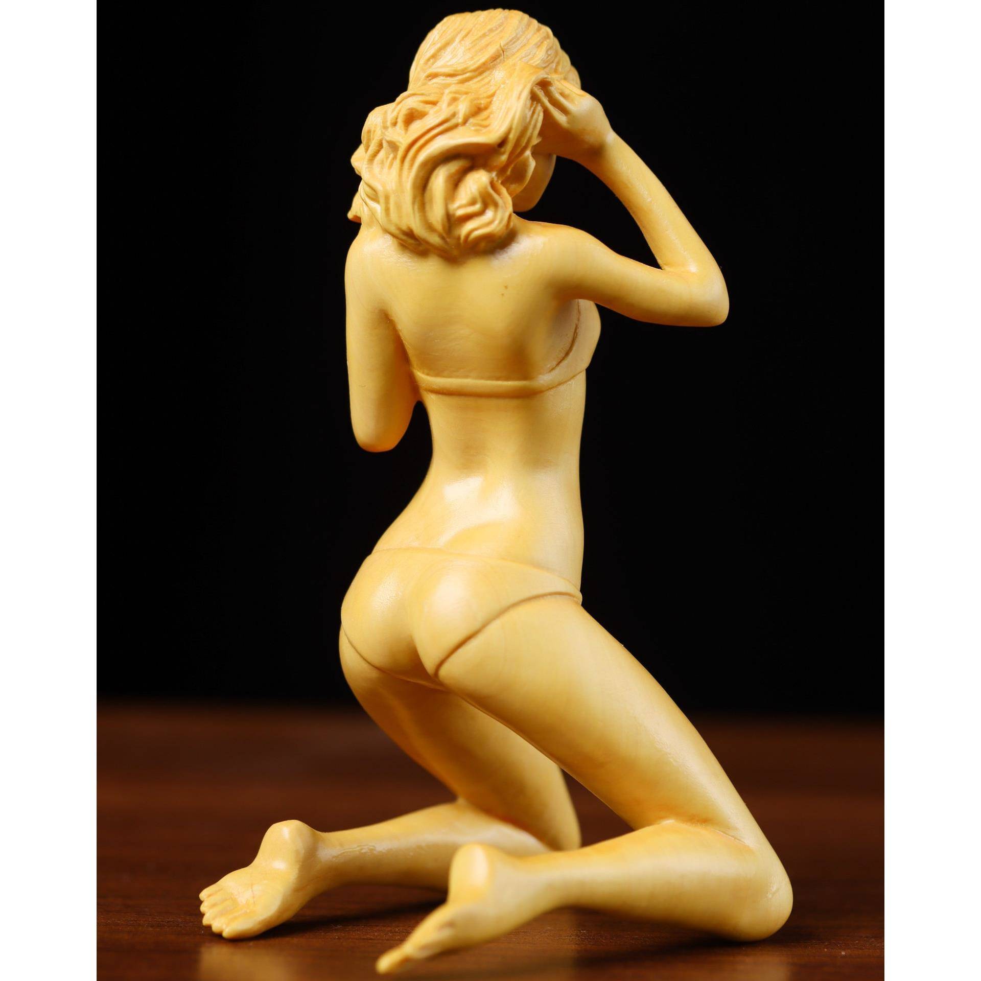 753厂家直供黄杨木雕女刻人体美意艺术女摆件神汽车摆件创家居摆 - 图1