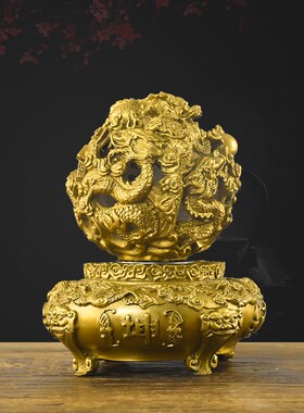 纯铜时来运转摆件扭转乾坤九转乾坤鼎九龙戏珠招财转运工艺品摆件