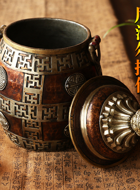 藏式摆件西藏特色工艺品尼泊尔手工铜壶茶馆装饰摆件茶室民宿装饰