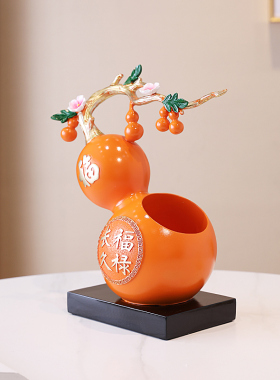 新中式招财葫芦红酒架摆件客厅餐桌酒柜装饰品钥匙收纳盒乔迁礼物
