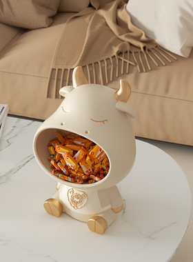 创意大嘴牛钥匙收纳摆件进门入户玄关F奶油风家居桌面装饰乔迁礼