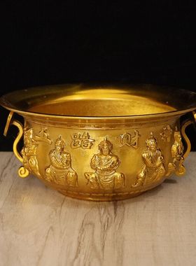 全铜实心聚宝盆摆件纯铜家居客厅装饰品玄关摆设桌面中式开业送礼