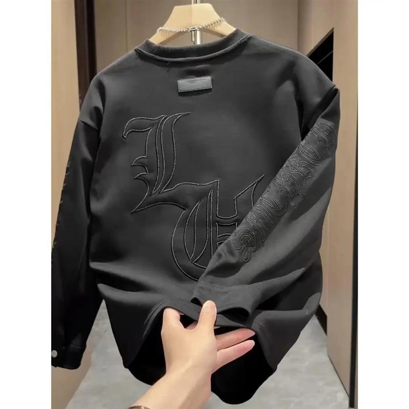 IT轻奢工作室双12潮p牌冬刺绣加厚卫衣男士时尚保暖打底衫韩版T恤 - 图2