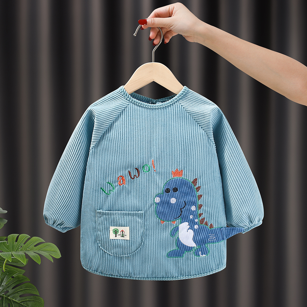 Cartoon cute corduroy waterproof and anti-dirty children's coveralls