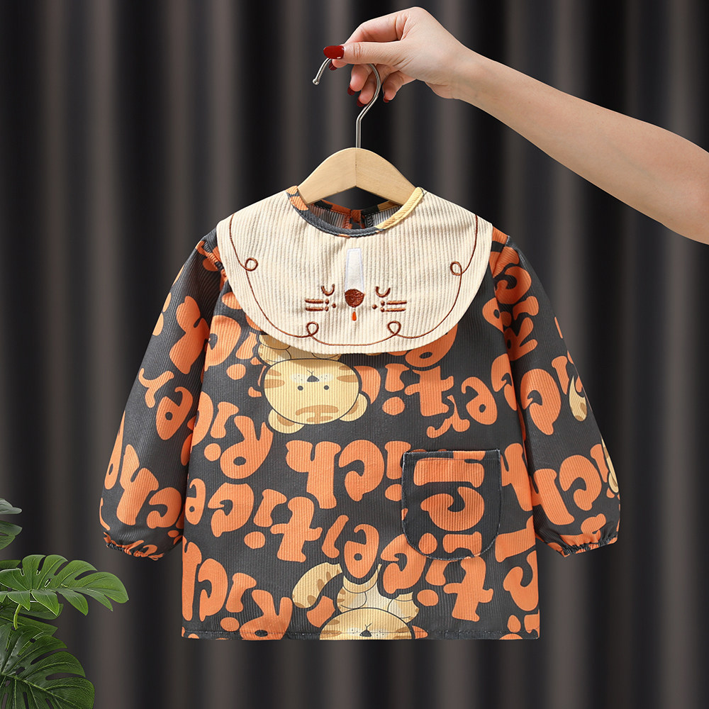 儿童罩衣秋冬灯芯绒防水防脏男童护衣宝宝吃饭围兜婴儿反穿衣围裙,淘宝优惠券,粉丝福利购,淘宝优惠卷