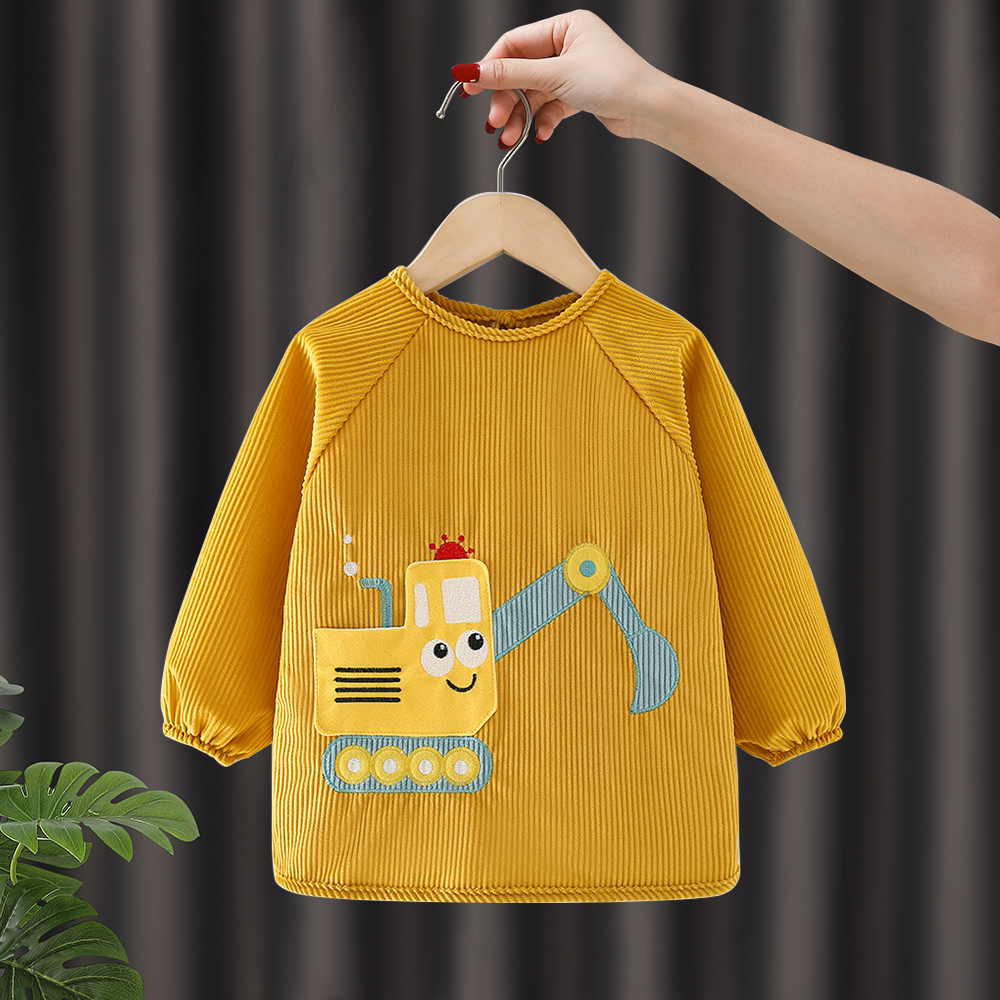 Cartoon cute corduroy waterproof and anti-dirty children's coveralls