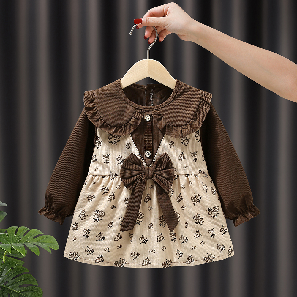 Princess-style corduroy waterproof and dirt-proof children's coveralls