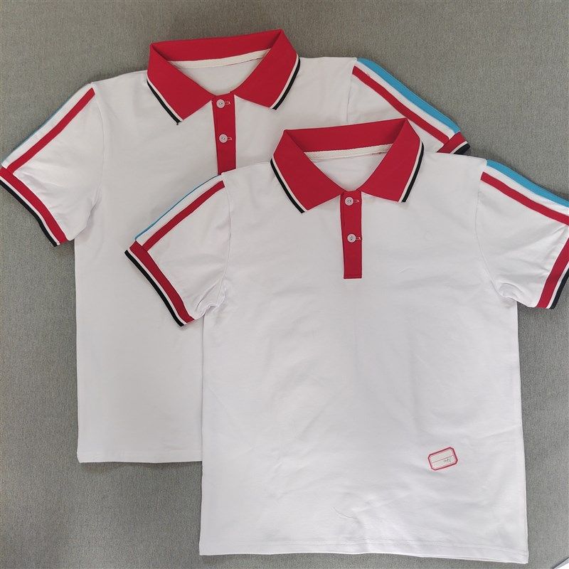 定做夏季大白色拼接红色纯棉短袖T恤POLO衫 支持来图定做,淘宝优惠券,粉丝福利购,淘宝优惠卷