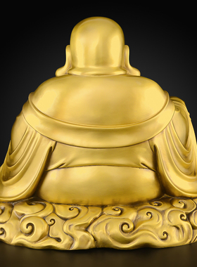 黄铜弥勒佛摆件大肚开心笑佛菩萨招客厅家用供奉佛像财大号铜像