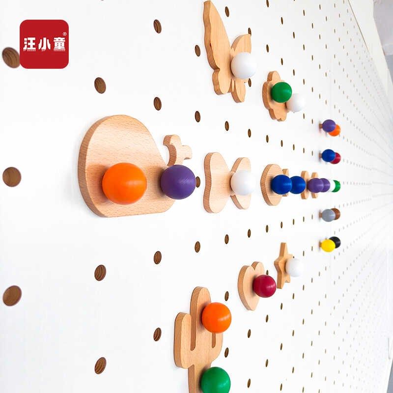 Wang Xiaotong's hole board accessories 15mm beech love animal decoration solid wood storage accessories