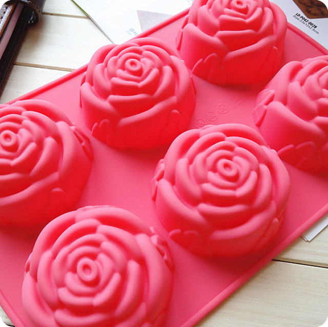 6 consecutive charming large rose cake molds, handmade chocolate cookie molds, DIY handmade soap molds, Chinese Valentine's Day molds