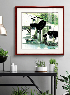 吴冠中水墨画客厅沙发背景墙装饰画新中式餐厅饭厅挂画卧室壁画