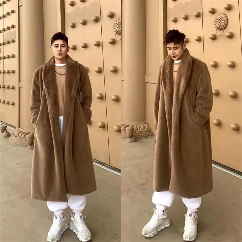 男秋冬大衣保暖皮衣环保仿皮草加棉绒大码宽松过膝毛绒外套风衣潮,淘宝优惠券,粉丝福利购,淘宝优惠卷