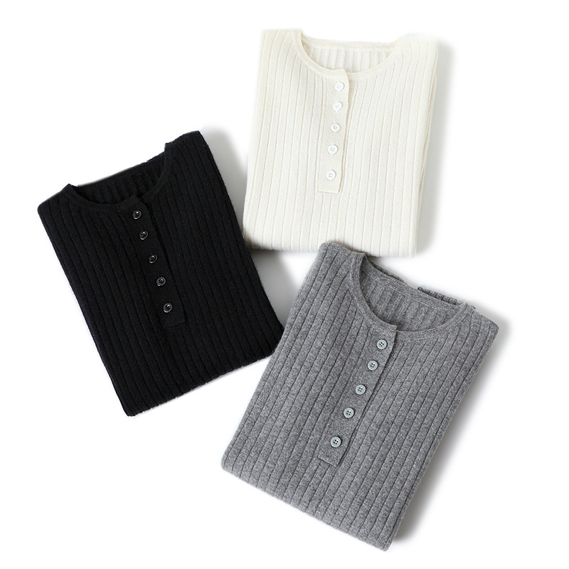 穿千遍也不腻!软糯百搭纽扣坑条羊绒衫女纯羊绒毛衣针织打底衫,淘宝优惠券,粉丝福利购,淘宝优惠卷