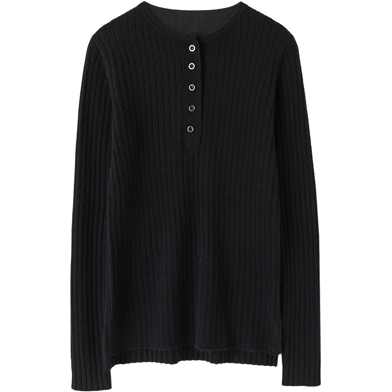 穿千遍也不腻!软糯百搭纽扣坑条羊绒衫女纯羊绒毛衣针织打底衫,淘宝优惠券,粉丝福利购,淘宝优惠卷