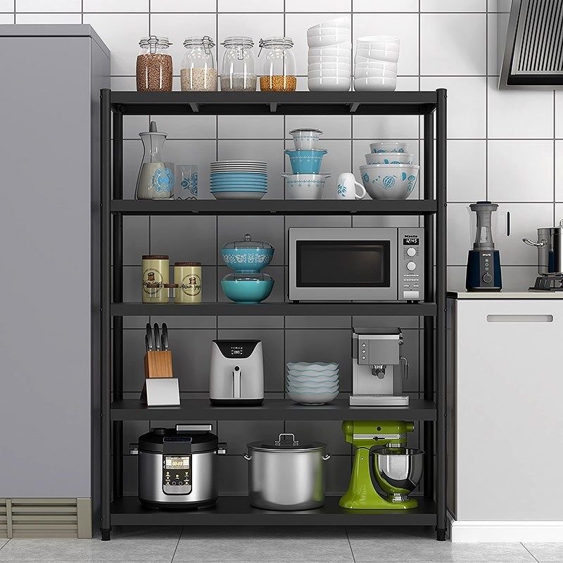 厨房置物架落地黑色碳钢夹缝整理货架二三四五层微波炉烤箱锅架子,淘宝优惠券,粉丝福利购,淘宝优惠卷