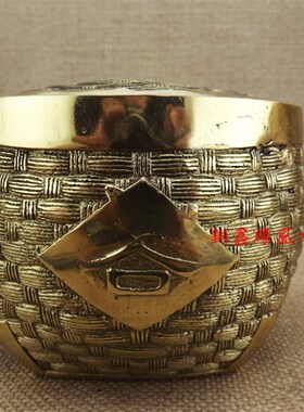 纯铜五谷丰登年年有余铜坛聚宝盆储物罐家居饰品粮仓工艺品摆件
