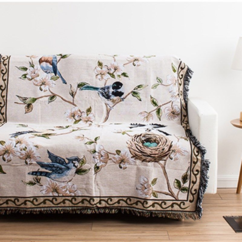 简约现代简约美式沙发盖毯子椅子万能垫沙发巾花鸟猫咪沙发垫布艺,淘宝优惠券,粉丝福利购,淘宝优惠卷