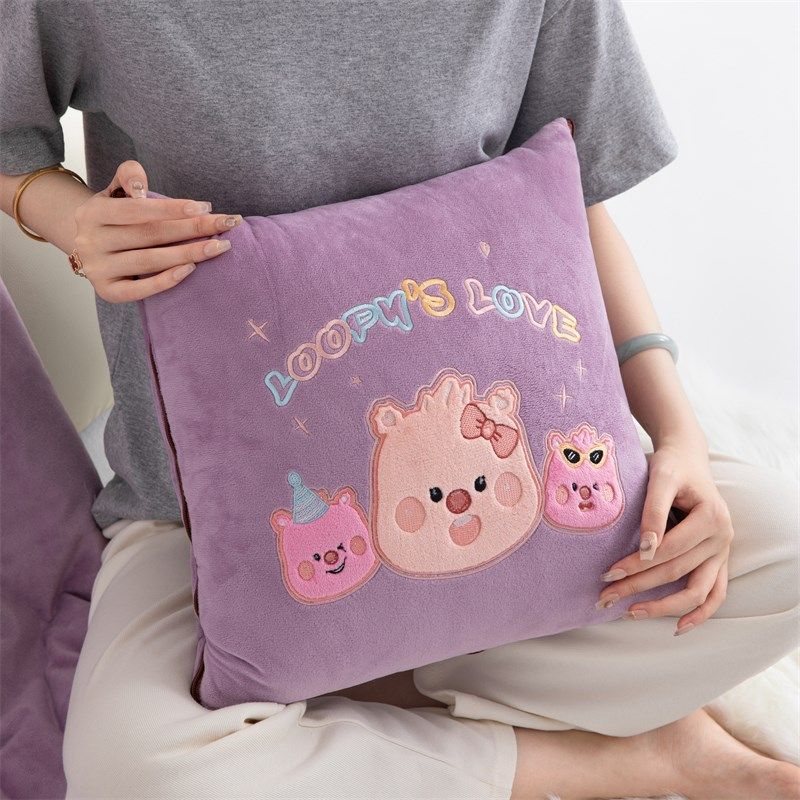 冬季加绒加厚宝宝绒抱枕被子午睡枕汽车载靠枕办公室折叠毯二合一,淘宝优惠券,粉丝福利购,淘宝优惠卷