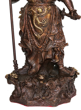 包邮纯铜特大号落地关公铜像九龙关公摆件工艺品家居桌面摆件