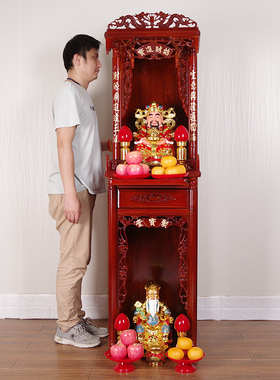 热销财神爷佛像神像实木佛龛立柜供桌供台家用供奉佛柜神柜公司店