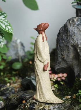 陶瓷李白望月摆件人物雕像家居客厅玄关书房博古架办公室桌面饰品