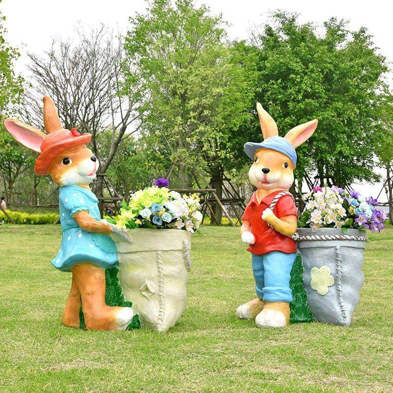 户外卡通兔子雕塑彷真动物鸡鸭花缸落地装饰摆件幼儿园玻璃钢小品,淘宝优惠券,粉丝福利购,淘宝优惠卷