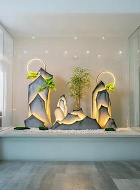 新中式假山造景彷真景观干景彷石头室内户外布景玄关装饰摆件