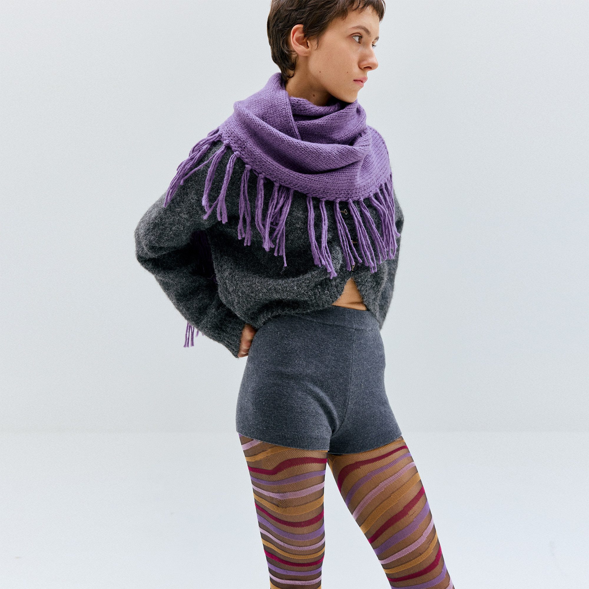 [沈月同款]antenna effect秋冬新款复古侧边流苏长羊毛混纺围巾,淘宝优惠券,粉丝福利购,淘宝优惠卷