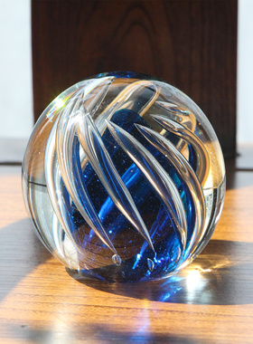 热销北欧玻璃装饰水晶球工艺品生日礼物海洋摆件鱼缸造景博山手工