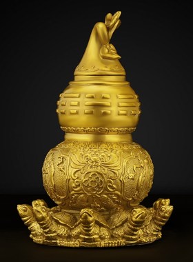 纯铜九龟葫芦摆件开口八卦天医葫芦家用桌面装饰品八宝福禄龟葫芦