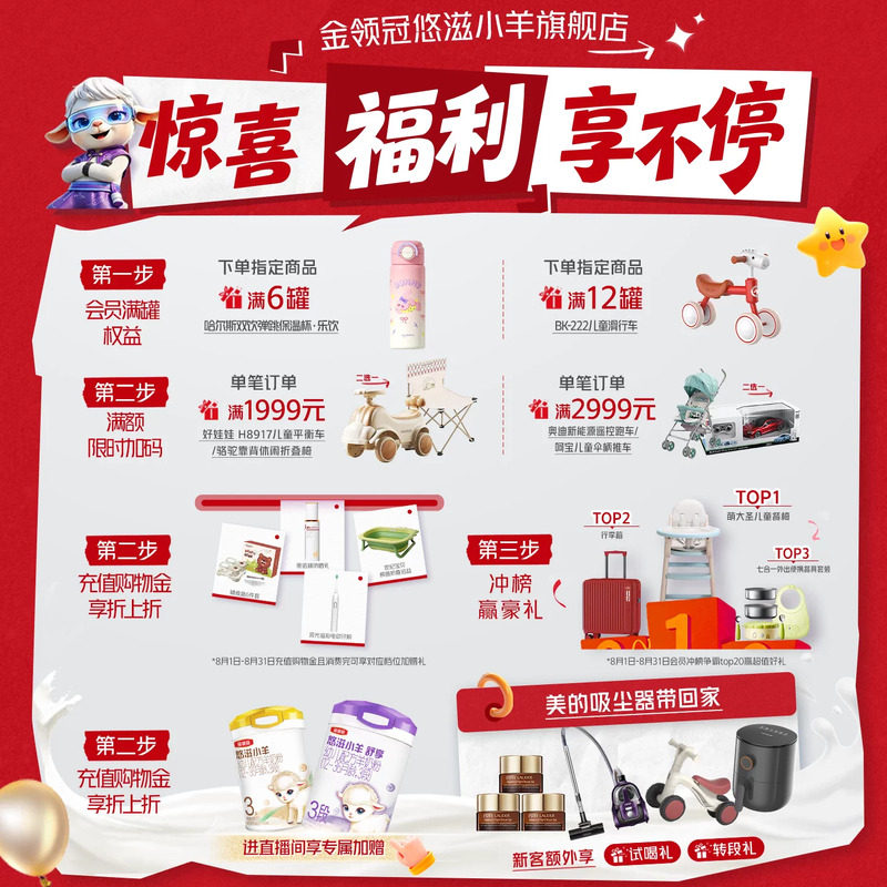 伊利金领冠珍护3段12-36月900g*6罐幼儿A2生牛乳配方牛奶粉整箱