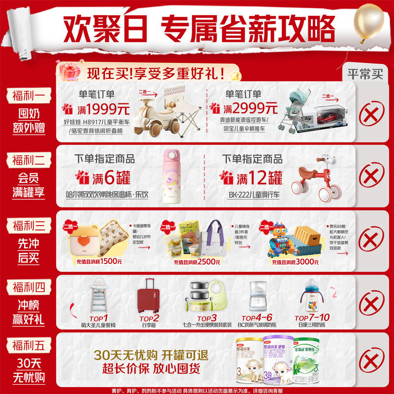 伊利金领冠珍护3段12-36月900g*6罐幼儿A2生牛乳配方牛奶粉整箱